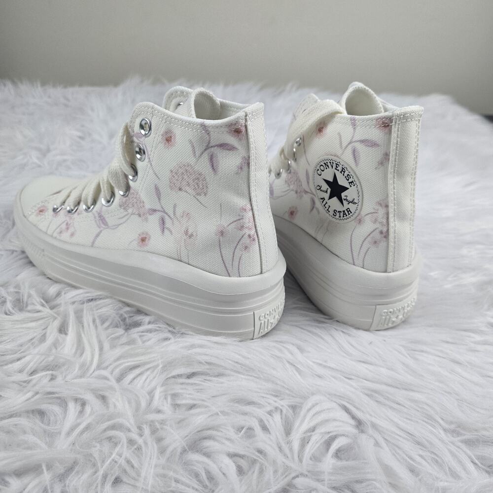 Converse All Star Move Hi Platform Women's Size 7 Floral Vintage White Egret - Picture 2 of 6